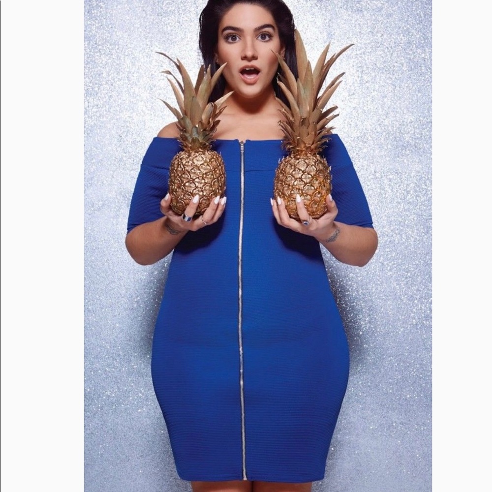 Royal blue zip front dress